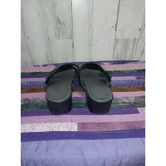 Dansko Marion Weave Leather Slip-on Open Toe Platform Sandal Black 40 - Picture 6 of 9